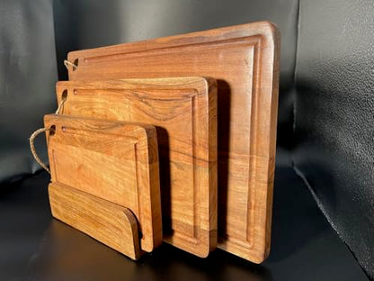 Acacia Wood Cutting Board Set of 3, Wooden Chopping Boards, 15x10" | Large Wooden Chopping Boards for Meat, Vegetables, Cheese & Charcuterie, Heavy Duty - color: Natural, size: 15x10"