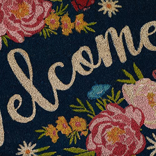 DII Natural Coir Doormat Outdoor Welcome Mat, 17x29, Roses - color: Roses