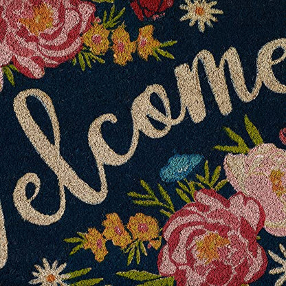 DII Natural Coir Doormat Outdoor Welcome Mat, 17x29, Roses - color: Roses
