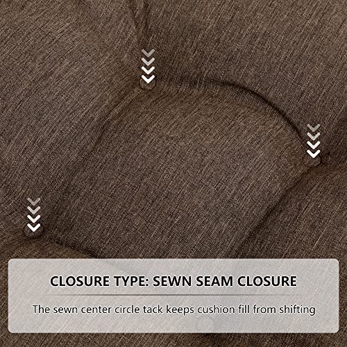 RACE LEAF Patio Chair Cushions 19x19 4 Pack, Thickened Heavy Duty Outdoor Cushions Stain & Water Resistant Non-Slip Ties Tufted (Brown) - color: Brown, size: 19x19 Inch (Pack of 4)