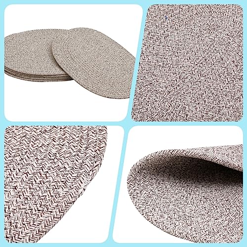 Oval Placemats Set of 4, Woven Placemats Rattan Placemats 12x16 inches Cotton Wicker Placemats Farmhouse Boho Circle Braided Heat Resistant Outdoor Placemats Patio Table Place Mats (Mix Brown) - color: Mix Brown, size: Oval Set of 4