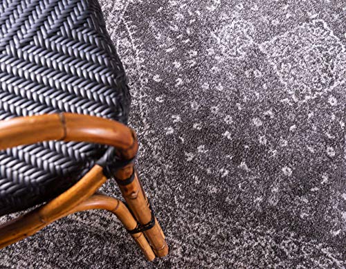 Unique Loom Bromley Collection Area Rug - Midnight (3' 1" Round Dark Gray/Gray) - color: Dark Gray/Ivory, size: 3'1" (Round)