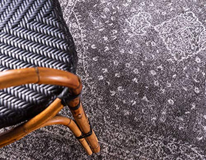 Unique Loom Bromley Collection Area Rug - Midnight (3' 1" Round Dark Gray/Gray) - color: Dark Gray/Ivory, size: 3'1" (Round)