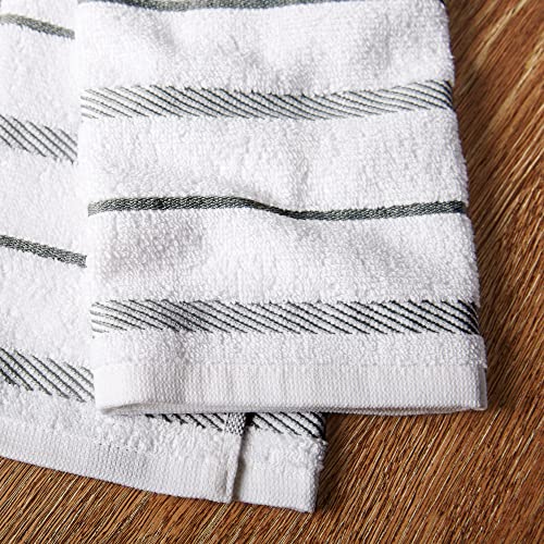 KitchenAid Albany Kitchen Towel 4-Pack Set, Grey/White, 16"x26" - color: Grey, size: 16"x26"