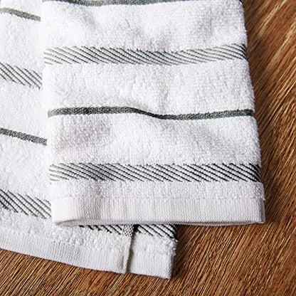 KitchenAid Albany Kitchen Towel 4-Pack Set, Grey/White, 16"x26" - color: Grey, size: 16"x26"