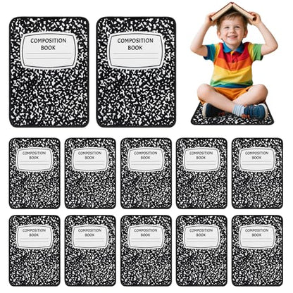12Pcs Square Classroom Carpet Cushion,Black Exercise Book Back to School Floor Mat with Anti-Slip Particles Suitable for classrooms, Schools and kindergartens Home Family Learning and Discussion Room - color: Black Exercise Book