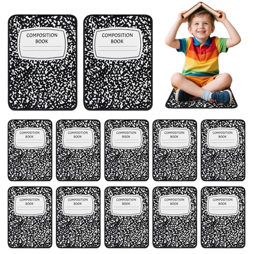12Pcs Square Classroom Carpet Cushion,Black Exercise Book Back to School Floor Mat with Anti-Slip Particles Suitable for classrooms, Schools and kindergartens Home Family Learning and Discussion Room - color: Black Exercise Book