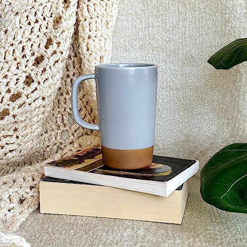 Mora Ceramics Large Tea Mug with Loose Leaf Infuser and Ceramic Lid, 18 oz, Portable, Microwave and Dishwasher Safe, Tall Coffee Cup - Rustic Matte Ceramic Glaze, Modern Herbal Tea Strainer, Sleet - color: Sleet