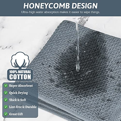 Nialnant 100% Cotton Waffle Weave Kitchen Towels,6 Pack Dish Cloths for Washing Dishes,Kitchen Dish Towels 12x12 Inches,Dark Gray - color: Dark Gray, size: 12 x 12 - 6 Pack