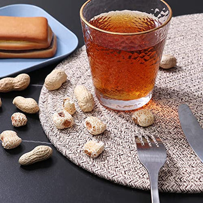 Oval Placemats Set of 4, Woven Placemats Rattan Placemats 12x16 inches Cotton Wicker Placemats Farmhouse Boho Circle Braided Heat Resistant Outdoor Placemats Patio Table Place Mats (Mix Brown) - color: Mix Brown, size: Oval Set of 4