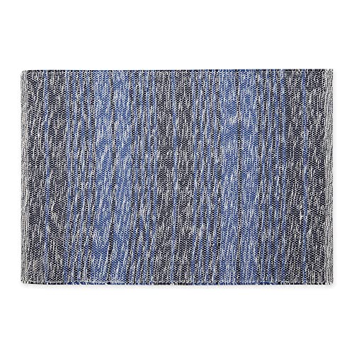 DII Woven Rag Rug Collection Recycled Yarn Variegated Rustic Stripe, 2x3', Nautical Blue - color: Nautical Blue