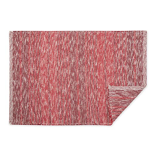 DII Woven Rag Rug Collection Recycled Yarn Variegated Rustic Stripe, 2x3', Barn Red - color: Barn Red