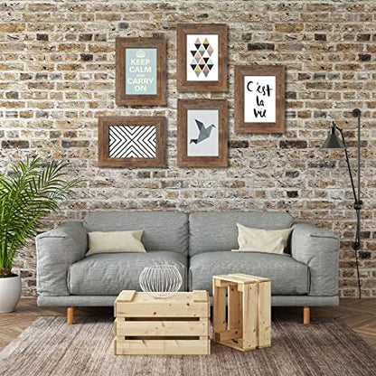 4x6 Wooden Picture Frames with Real Tempered Glass | Rounded Corner Barn Wood Frame, Kid-Safe Tempered Glass, Wall Mount & Tabletop Vertical Horizontal Photo Display - size: 4X6
