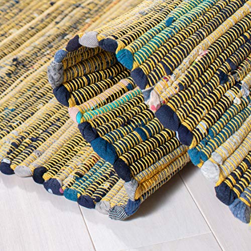 SAFAVIEH Rag Rug Collection Accent Rug - 2' x 3', Yellow & Multi, Handmade Boho Stripe Cotton, Ideal for High Traffic Areas in Entryway, Living Room, Bedroom (RAR127H)