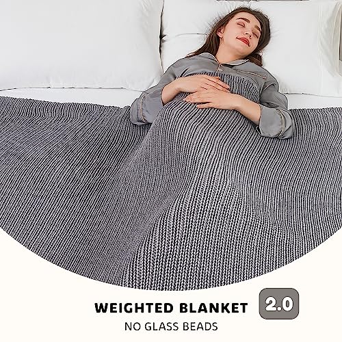 L'AGRATY Knitted Weighted Blanket - 48"x72" 12lbs Cooling Chunky Knit Heavy Blanket for Adults Braided Crochet Throw Thick Cable Yarn Knit Decorative No Beads Evenly Weighted Machine Washable | No Beads Evenly Weighted Machine Washable Chunky Braided Croc