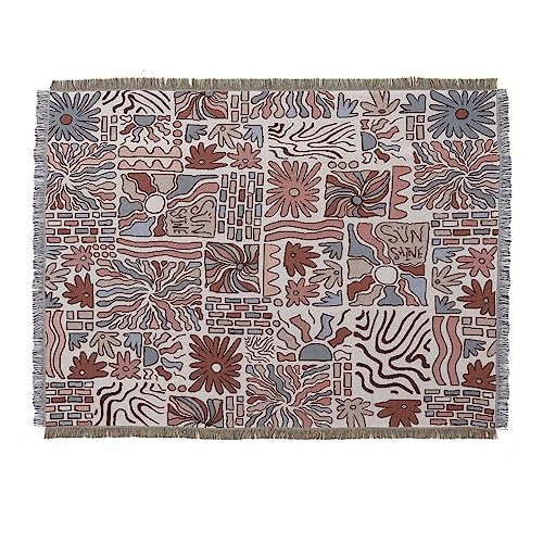 LumiSyne Cotton Woven Throw Blanket With Tassel Bohemian Tribal Ethnic Style Geometric Pattern Aztec Navajo Blanket Decorative Throw For Sofa Bed Armchair Camping Tapestry Tablecloths Carpet 160x130cm - color: Graffiti