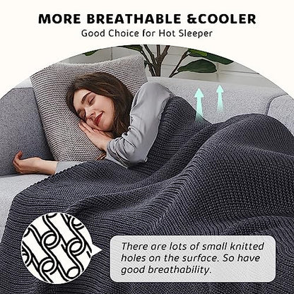 L'AGRATY Knitted Weighted Blanket - 48"x72" 12lbs Cooling Chunky Knit Heavy Blanket for Adults Braided Crochet Throw Thick Cable Yarn Knit Decorative No Beads Evenly Weighted Machine Washable | No Beads Evenly Weighted Machine Washable Chunky Braided Croc