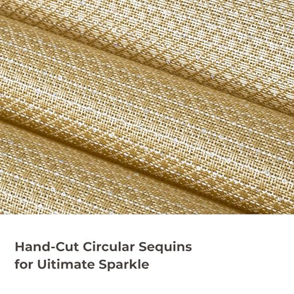 Leetaltree Woven Vinyl Placemats Set of 8, Gold Sequin | Waterproof & Washable Dining Table Mats for Wedding, Anniversary, Daily Use, Hand-Cut, Easy to Clean - color: 00- Gold Sequin, size: Set of 8