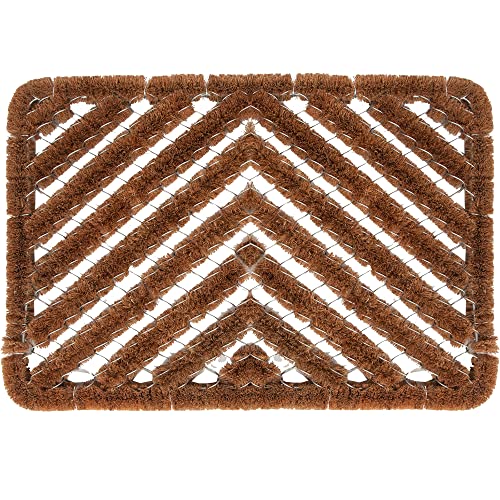 FOOTMATTERS Ninamar Natural Coir Herringbone Door Mat - 24 x 16 inch