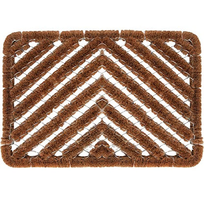FOOTMATTERS Ninamar Natural Coir Herringbone Door Mat - 24 x 16 inch