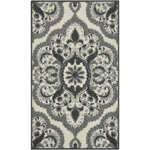 Maples Rugs Vivian Medallion Area Rug – Made in USA – Washable, Non-Slip Indoor Carpet for Kitchen, Entryway, and Living Room, 1'8 x 2'10, Grey - color: Grey, size: 1'8" x 2'10" (Rectangular)
