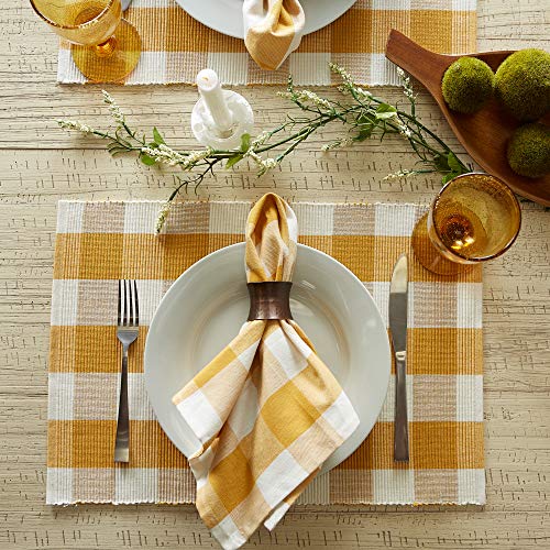DII Buffalo Check Collection, Classic Farmhouse Cloth Napkin Set, 20x20, Honey Gold, 6 Piece - color: Honey Gold, size: 20" x 20" (Set of 6)