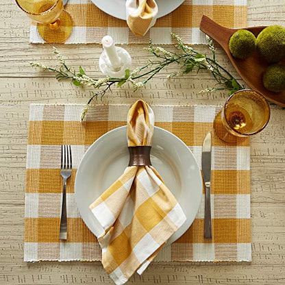 DII Buffalo Check Collection, Classic Farmhouse Cloth Napkin Set, 20x20, Honey Gold, 6 Piece - color: Honey Gold, size: 20" x 20" (Set of 6)