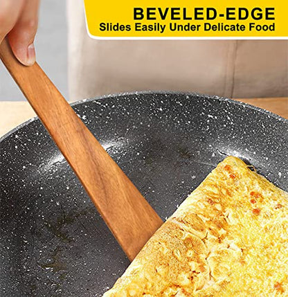 Wooden Spatula for Kitchen Utensil Spurtle Kitchen Tool Teak Wood Spatula | Non Toxic Cooking Utensil Flat Bamboo Spatula for Cooking Spoon Small Egg Flipper Spatulas Sourdough Stirrer Scraper - size: 1 Piece 10 Inches