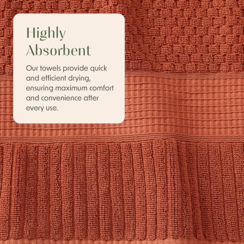 4 Pack 100% Cotton Bath Towels | Clay Towels | Oeko‑TEX Standard 100 | Soft & Absorbent, Quick‑Dry | Trinity Collection - Baked Clay - color: Baked Clay, size: Bath Towels (4 Pack)