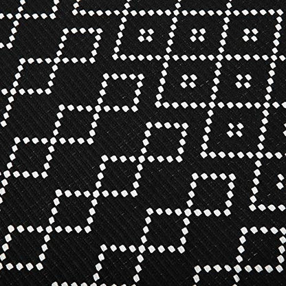Moroccan Accent Hand Woven Bathroom Rug,Area Rug for Bedroom,Cotton Woven Boho Throw Rug ,Tribal Decorative Throw Rugs for Laundry Hallway Kitchen Sink(2inchx4.2inch,Black&white Rhombus)