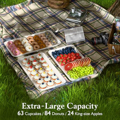 Bumusty Large 3-Tier Melamine Serving Tray Set, 17 x 8.7 in, Black Stand | Melamine Reusable Platters with Metal Display Stand for Cupcakes, Desserts, Fruit, Cookies, Parties, Birthdays and Holidays - color: Black, size: 17" x 8.7"
