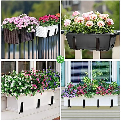 HFHOME 6PCS Adjustable Planter Box Brackets, Brackets for Window Boxes Planters Hanging Flower Box Holders, Wall Mount Holder for Windowsills, Garden, Fences, and Balcony - Black (Patent Registered) - size: Set of 6 - Black