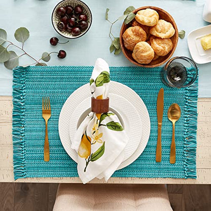 DII Variegated Tabletop Collection, Placemat Set, 13x19, Teal, 6 Piece - color: Teal, size: Placemat Set, 13x19"