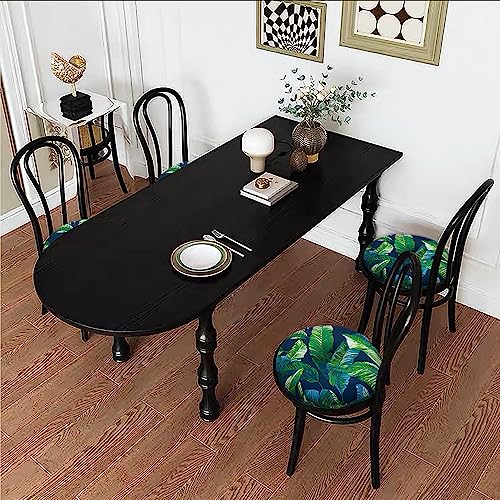 Magpie Fabrics 15" Round Bistro Seat Cushions with Ties, Set of 2, Waterproof All Weather Tufted 4" Thick Patio Chair Pads for Home Garden Dining Metal Stool - Green Lagoon Leaves - color: A Green Lagoon Leaves