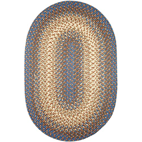 Super Area Rugs Oval 2X3 Blue/Cream Braided Rug Hartford Primitive Decor Carpet - Indoor Outdoor - 2' X 3' Woven Entryway Carpet - color: Blue Lake, size: 2' x 3' (Oval)