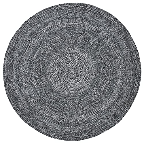 SAFAVIEH Cape Cod Collection Area Rug - 5' Round, Charcoal, Handmade Braided, Ideal for High Traffic Areas in Living Room, Bedroom (CAP224H) - color: Charcoal, size: 5' (Round)