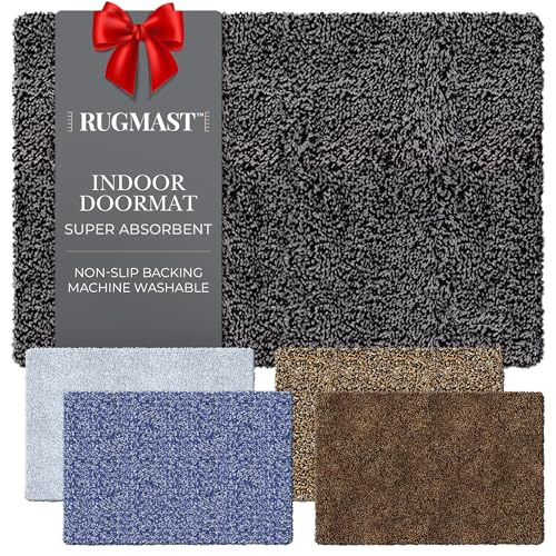 Microfiber Indoor Door Mat 20"x30" - Dirt Trapper Front Door Mat, Washable Entry Rug, Non Slip Waterproof Backing, Super Absorbent Quick Dry, Low Profile Entryway Doormat Indoor Entrance - color: Black/Dark Gray Fibers, size: 20"x30"