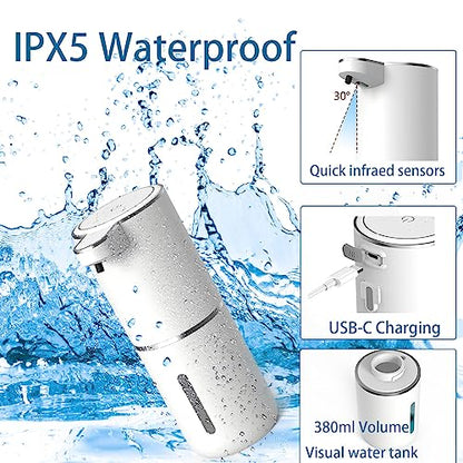 Automatic Liquid Soap Dispenser,Touchless Hand Soap Dispenser 13.5oz/400ml USB Rechargeabled Dispenser Electric,Wall Mounted 4 Levels Adjustable Soap Dispenser Pump for Bathroom Kitchen Dish Soap - color: White, style: Gel