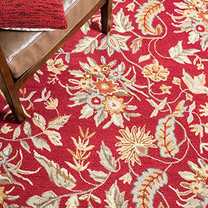 SAFAVIEH Chelsea Collection Runner Rug - 2'6" x 14', Red, Hand-Hooked French Country Wool, Ideal for High Traffic Areas in Living Room, Bedroom (HK141C) - color: Red, size: 2'6" x 14' (Runner)