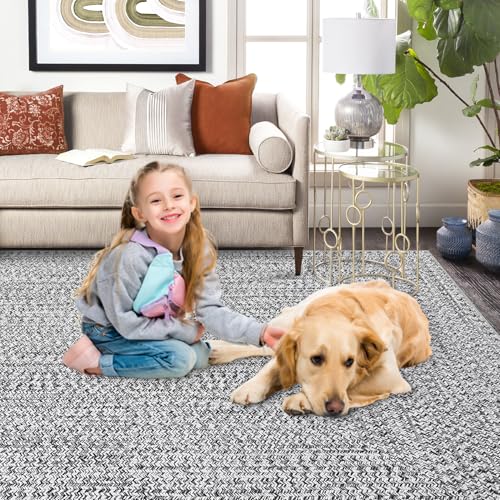 ROYHOME Hallway Runner Rug 2x8 Print Braided Washable Runner Rug for Entryway - color: Grey, size: 2' x 8' (Rectangular)