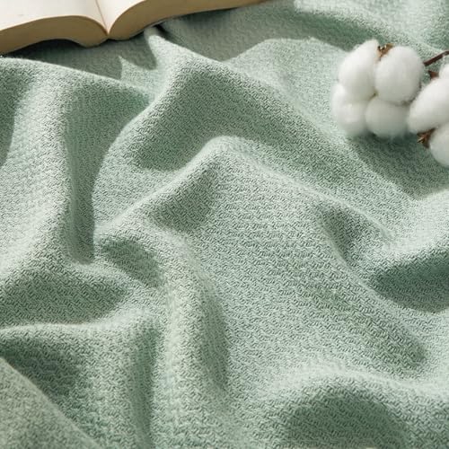 Bedsure GentleSoft 100% Cotton Blanket Twin XL Size for Bed - Cooling Breathable and Lightweight, Soft Cozy Textured Herringbone Woven Summer Blanket for College Dorm, Sage Green, 66x90 inches - color: 03 - Sage Green, size: Twin XL