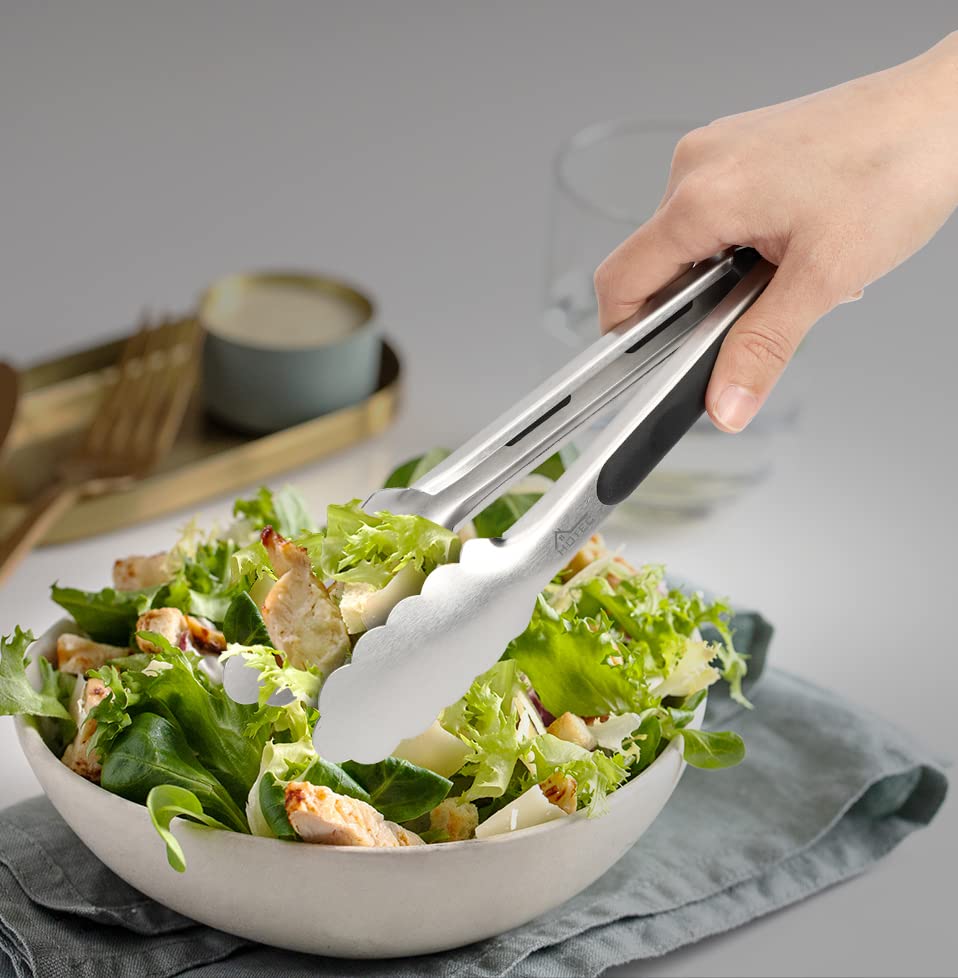 Hotec Silicone Spatula Turner and Stainless Steel Tongs for Cooking