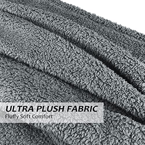 Catalonia Sherpa Throw Blanket, Fuzzy Snuggly Blanket for Camping Traveling Couch Bed, Super Soft, Light Weight, Reversible, All Season Use, Valentine's Day Gift, 50x60 inches - color: Charcoal