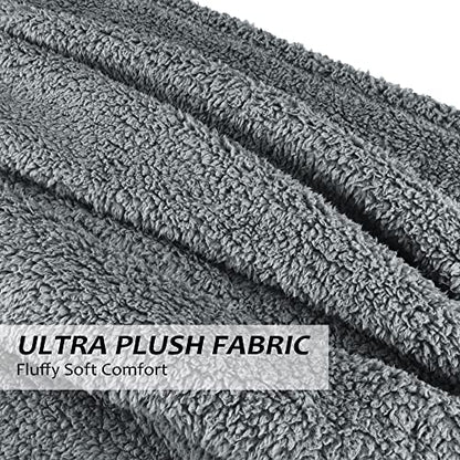 Catalonia Sherpa Throw Blanket, Fuzzy Snuggly Blanket for Camping Traveling Couch Bed, Super Soft, Light Weight, Reversible, All Season Use, Valentine's Day Gift, 50x60 inches - color: Charcoal