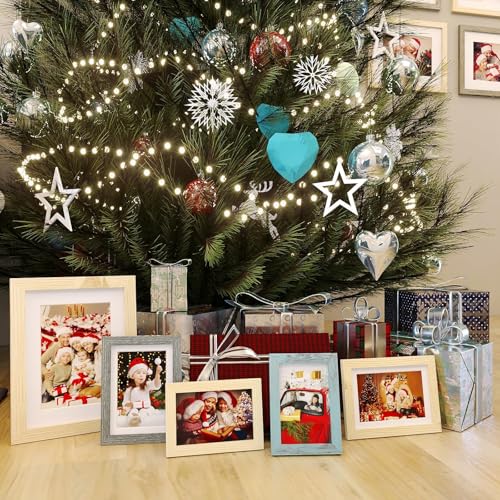 4x6 Picture Frame Wood Grain Set of 6 Wooden Photo Frames | 4 x 6 Picture Frame with Plexiglass Fits 4x6 without Mat for Table and Wall Display - color: Wood Grain, size: 4x6