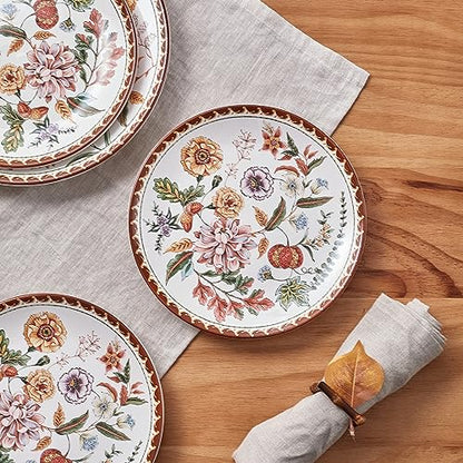 Bico Blooming Moment Salad Plates Set of 4, 8.75 Inch Ceramic Dessert Plates for Salad, Appetizer, Side Dishes, Microwave and Dishwasher Safe, Gift for Housewarming and Thanksgiving - color: Blooming Moment