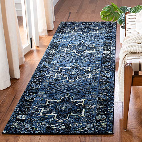 SAFAVIEH Vintage Hamadan Collection Runner Rug - 2'3" x 6', Blue & Grey, Traditional Persian Design, Non-Shedding & Easy to Clean, Ideal for Hallway, Foyer, Entryway, Bedroom (VTH211N) - color: Blue/Grey, size: 2'3" x 6' (Runner)