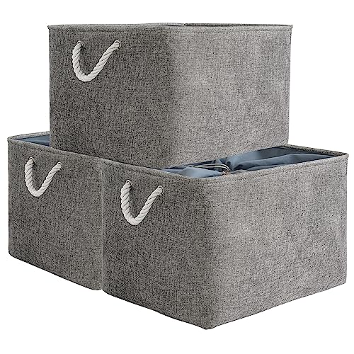 Storage Baskets for Organizing, Sturdy Fabric Storage Basket , Foldable Storage Baskets for Shelves Closet Nursery Toy (Grey 3 Pack 20.5×15.7×13.8inch) - color: Grey, size: 3PCS/Extra Jumbo - 20.5Lx15.7Wx13.8H
