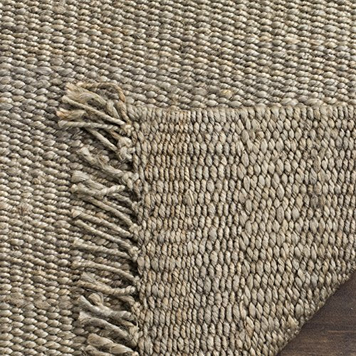 SAFAVIEH Natural Fiber Collection Accent Rug - 2' x 3', Grey, Handmade Boho Fringe Woven Jute, Ideal for High Traffic Areas in Entryway, Living Room, Bedroom (NF368C) - color: Grey, size: 2' x 3' (Rectangular)
