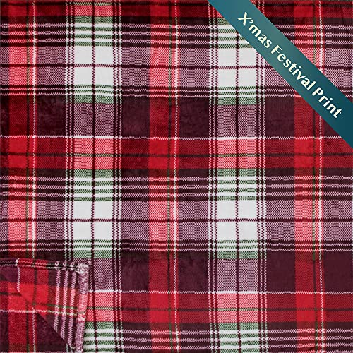 PAVILIA Throw Blanket | Holiday Christmas Red Fleece Blanket | Soft, Plush, Warm Winter Cabin Throw, 50x60 (Red Green Plaid) - color: Holiday - Plaid Red, size: 50 X 60 Inches - Throw